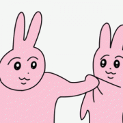 粉色兔子互揪衣服 GIF 动图