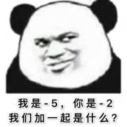 我是-5，你是-2，我们加一起是什么？（-7 夫妻谐音 熊猫头撩妹套路表情包）