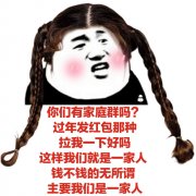 你们有家庭群吗?拉我一下好吗，这样我们就是一家人，钱不钱的无所谓，主要我们是一家人