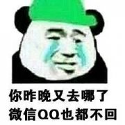 熊猫头戴绿帽流泪：你昨晚又去哪了，微信 QQ 也都不回