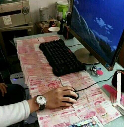 在钱上玩电脑。。