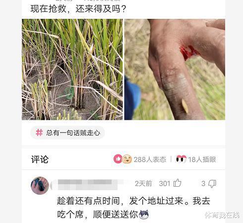 “拔草的时候不小心被咬了一口,现在抢救还来得及吗?”神评太吓人了,哈哈哈 “拔草的时候不小心被咬了一口,现在抢救还来得及吗?”神评太吓人了,哈哈哈
