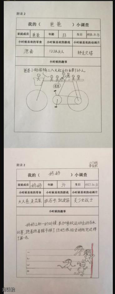 寒假作业之爸爸妈妈的小调查