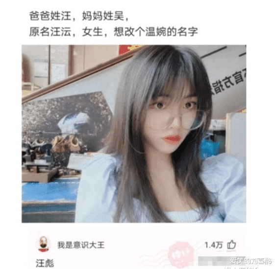 爆笑神评:我姓汪,想改个温婉的名字,网友起名气死人哈哈哈 爆笑神评:我姓汪,想改个温婉的名字,网友起名气死人哈哈哈
