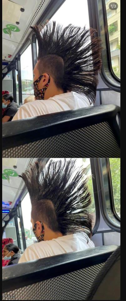 哥们这发型有点拉风