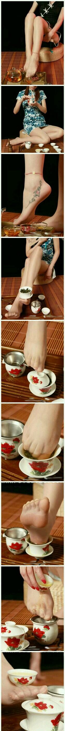 妹子脚上的茶水。 妹子脚上的茶水。