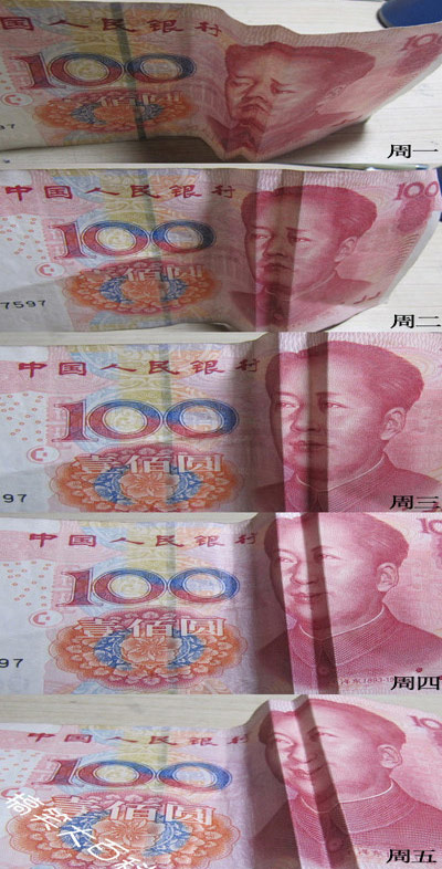 人民币一周心情图,周一到周五,表情迥异。