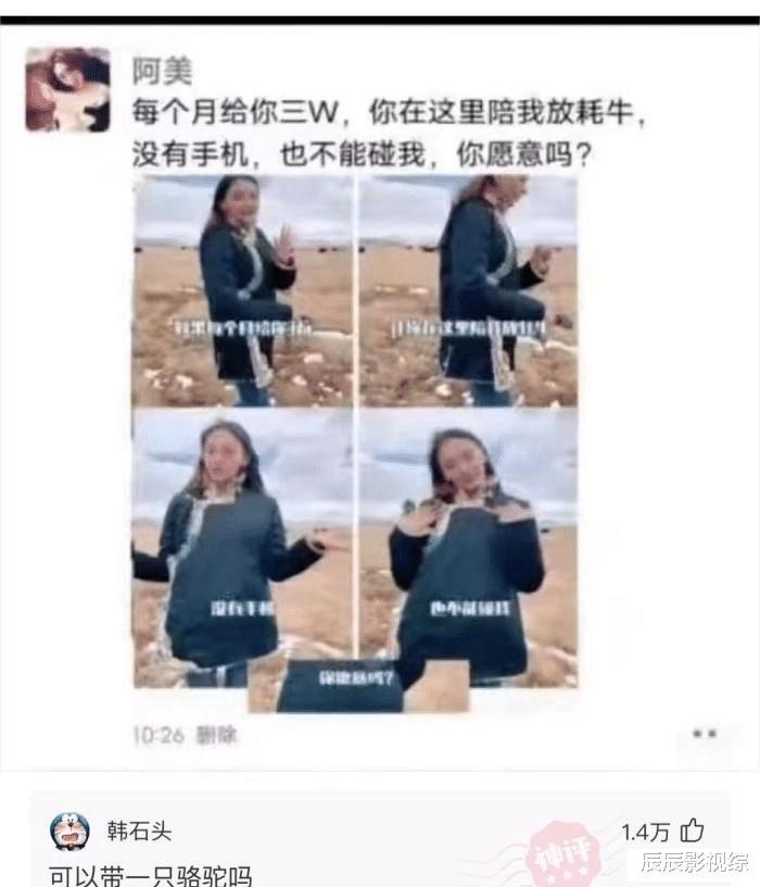 每个月给3w,在这陪我放牦牛但不能碰我,愿意吗? 每个月给3w,在这陪我放牦牛但不能碰我,愿意吗?