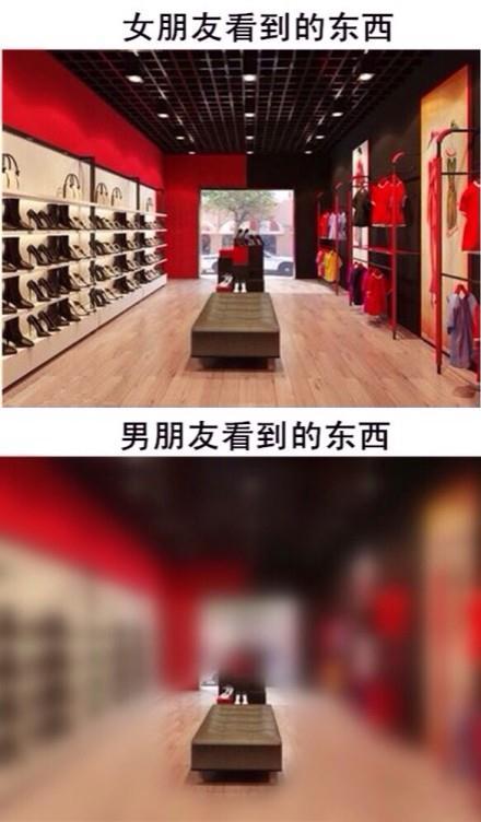 在商场男人和女人看到的事物