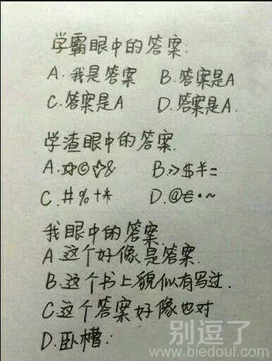 学霸眼中的答案。。
