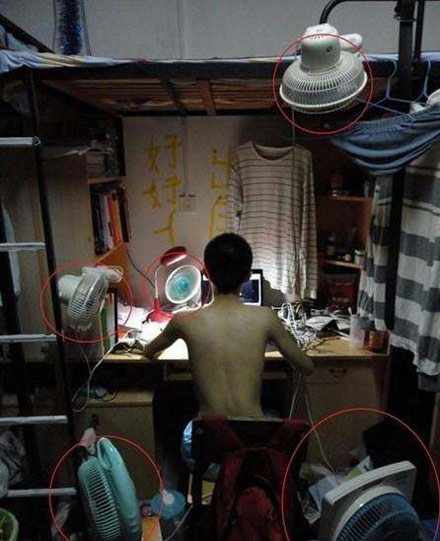 男生宿舍搞笑夏天图片,个人都是人才。