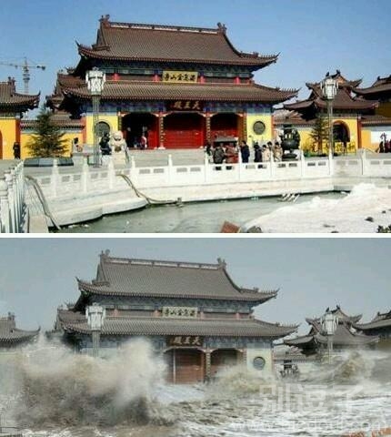 淹在水里的龙王殿。 淹在水里的龙王殿。