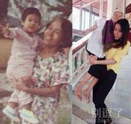 我抱着妈妈走楼梯。