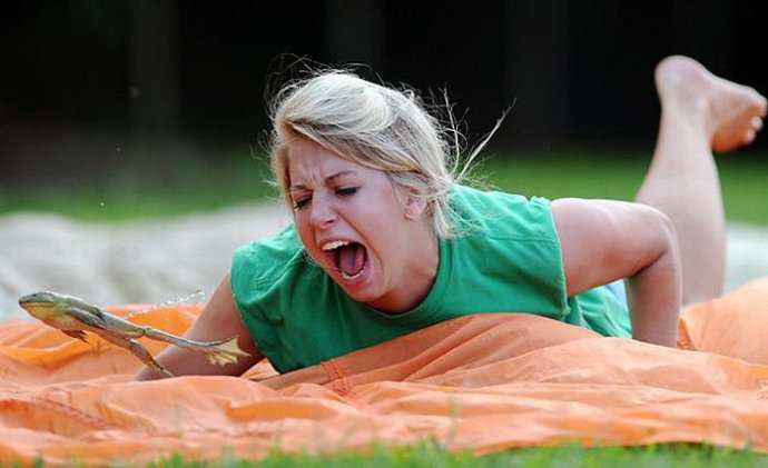 搞笑图片--外国户外互动比赛与青蛙较劲 搞笑图片--外国户外互动比赛与青蛙较劲