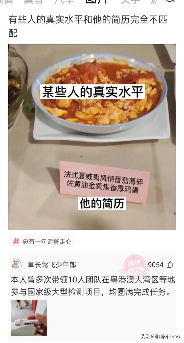 神回复:有些人的真实水平和他的简历完全不匹配 神回复:有些人的真实水平和他的简历完全不匹配