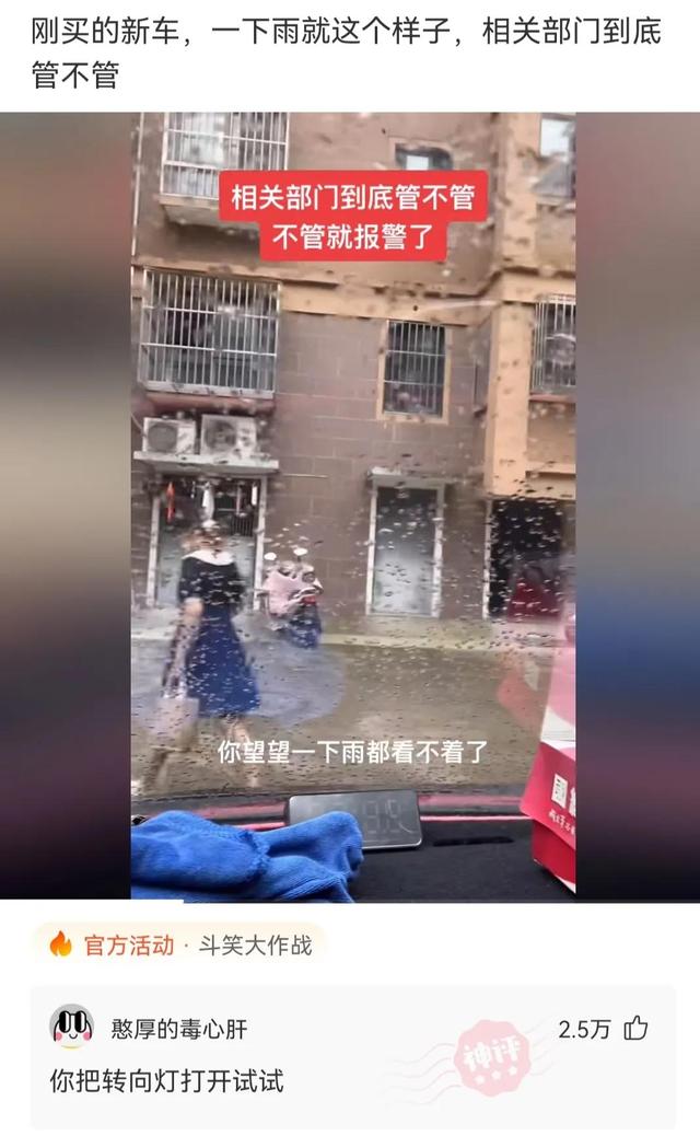 神回复：刚买的车，下雨就看不见！4s店让找教练，教练让我去医院