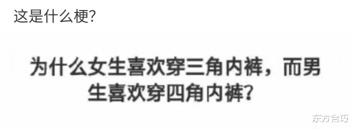 “为什么男的喜欢穿四角内裤而女的喜欢穿三角内裤？”哈哈哈哈笑死了