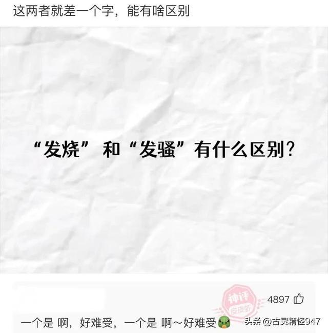 搞笑神评：我一朋友问发烧和发骚有什么区别？我该怎么给他解释呢