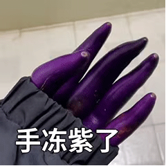 手冻紫了