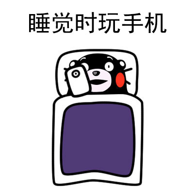 （熊本熊表情包）睡觉时玩手机表情包
