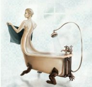 有钱人家的洗浴工具。