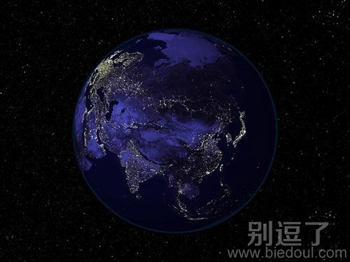 晚上从太空看到的大陆